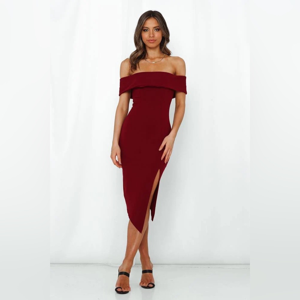 NWOT Hello Molly Wild Rose Midi Dress Wine Size 6